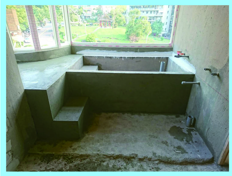 泥板浴缸-施作中