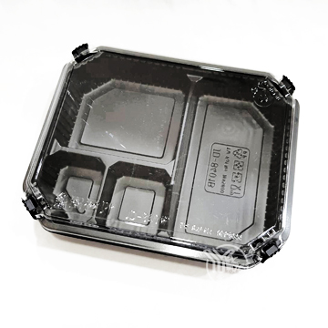 四格自扣餐盒底JD-8401PP黑/含PET透明蓋