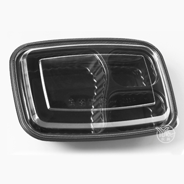 HK213長形餐盒三格底(黑)