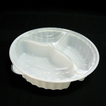 9333微波圓碗+蓋(白)3格