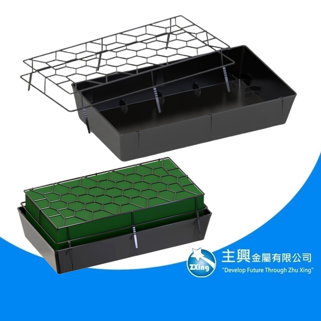 插花盒水盤-寬長方盒含固定網