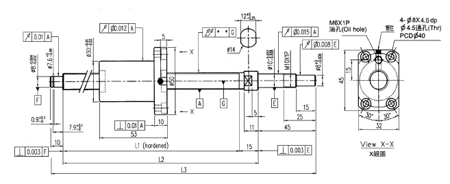 滾珠螺桿XSVR01210研磨級軸端完成品