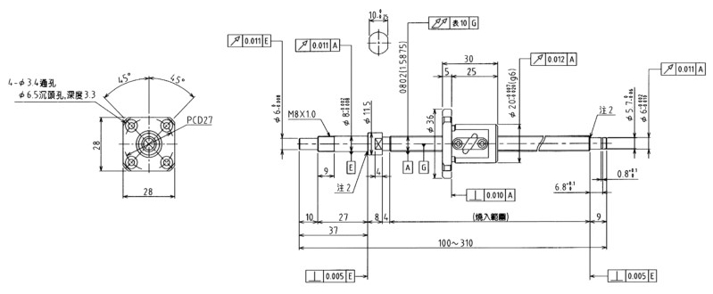 精密滾珠螺桿TS0802標準精密品C5軸徑8導程2