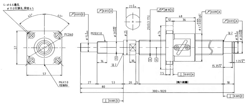 精密滾珠螺桿TS2505標準精密品C5軸徑25導程5
