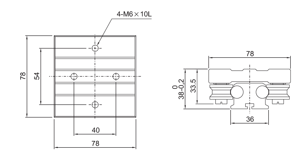 雙軸心式導軌TLE12簡易型(一個滑塊含四個滾輪軸承)