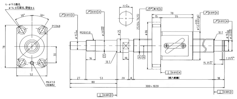 精密滾珠螺桿TS2520標準精密品C5軸徑25導程20