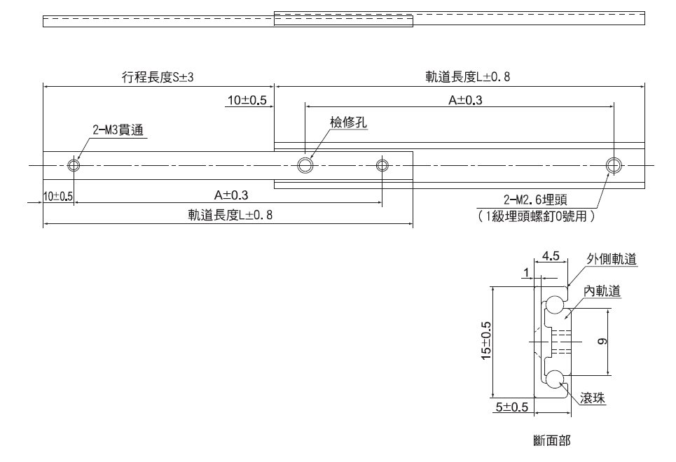 抽屜式滑軌E15型