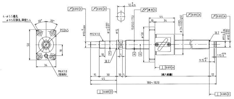 精密滾珠螺桿TS1505標準精密品C5軸徑15導程5