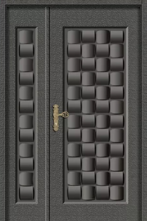 玄關壓花門-藝雕木編瓦