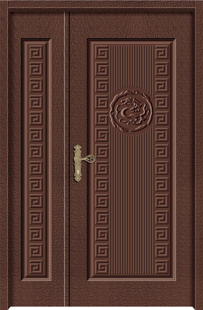 玄關壓花門-龍展