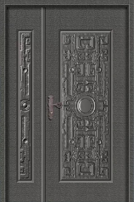 玄關壓花門-古龍盤鼎