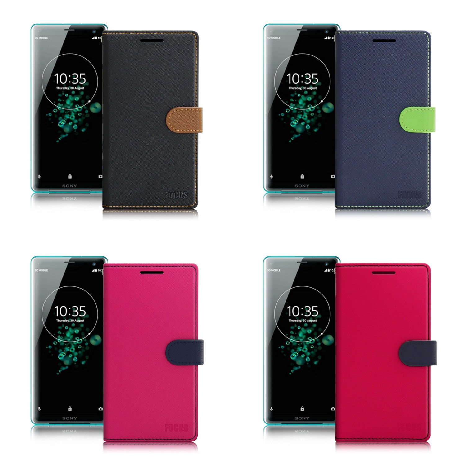 FOCUS雙色側掀皮套書本套側翻套