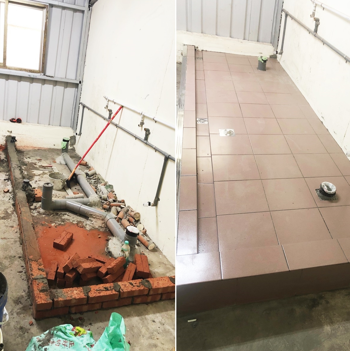 浴室地坪墊高及集水溝製作