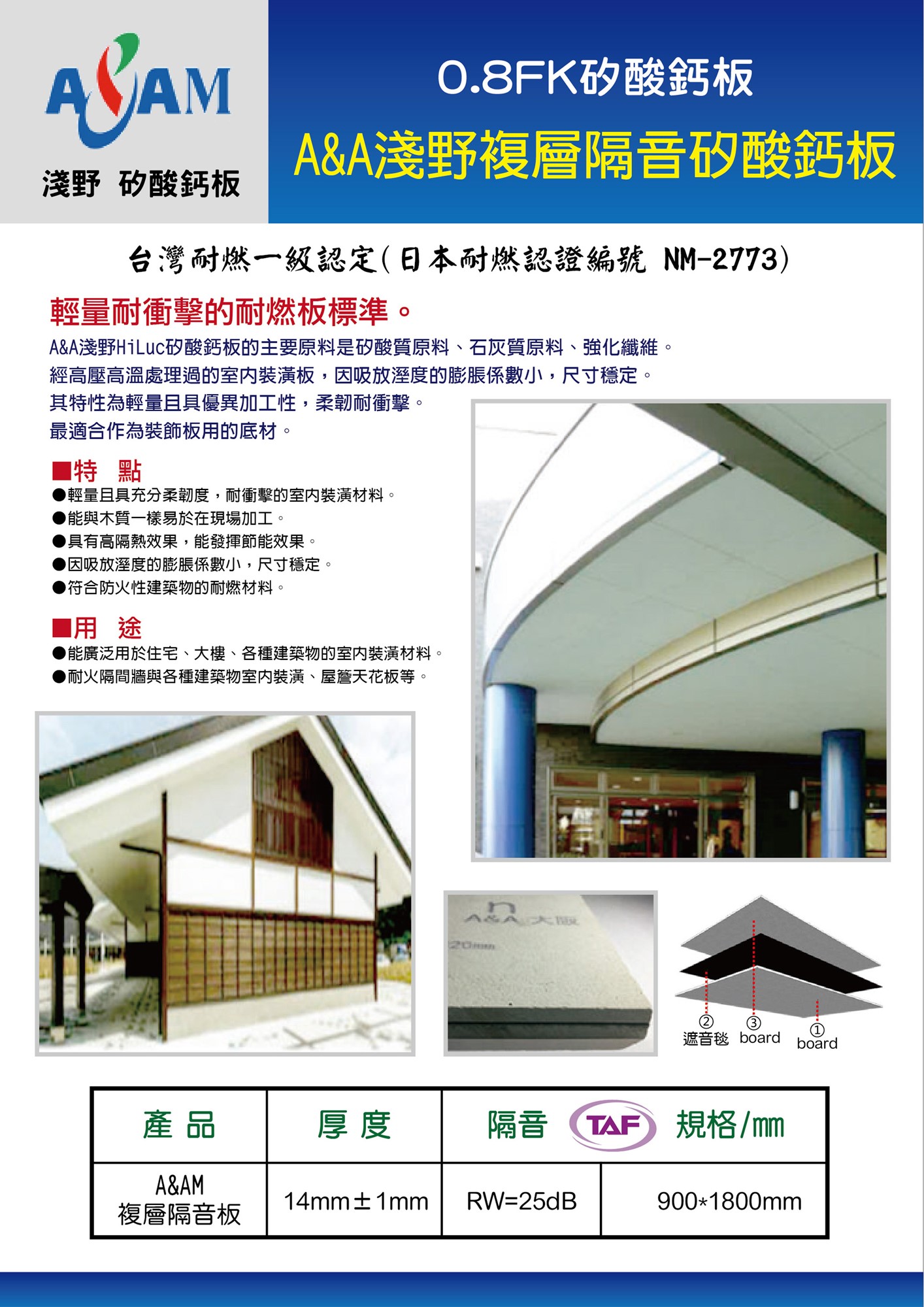複層隔音矽酸鈣板