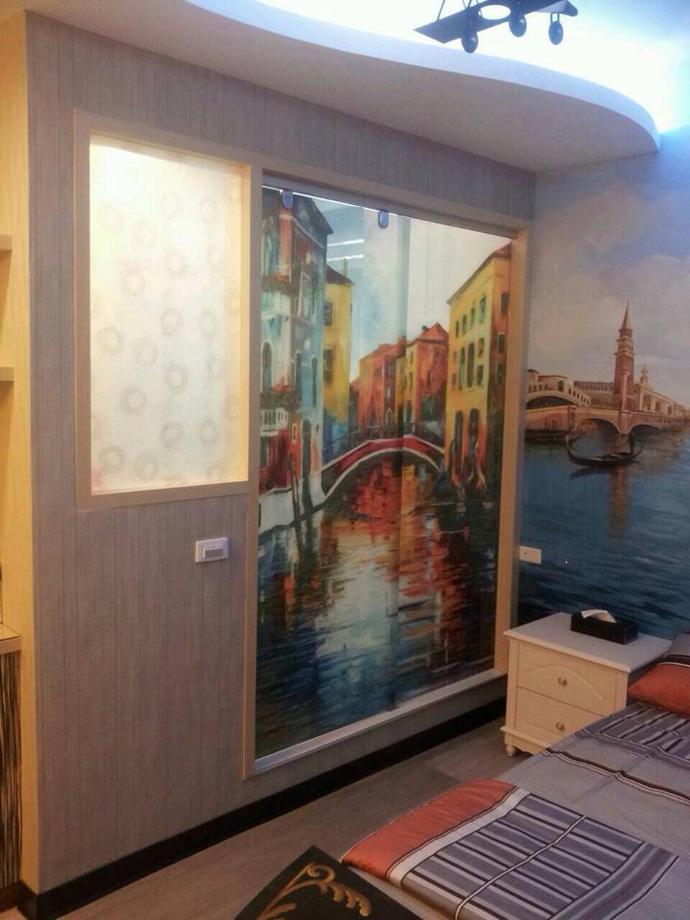 噴畫玻璃乾溼分離門