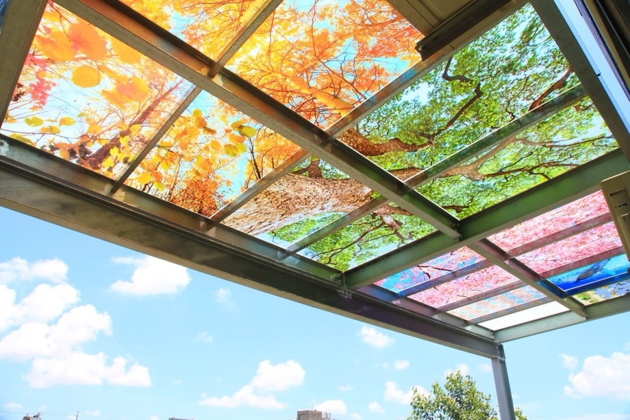 噴畫玻璃採光罩