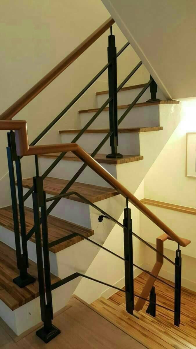 櫸木扶手+日式鐵件