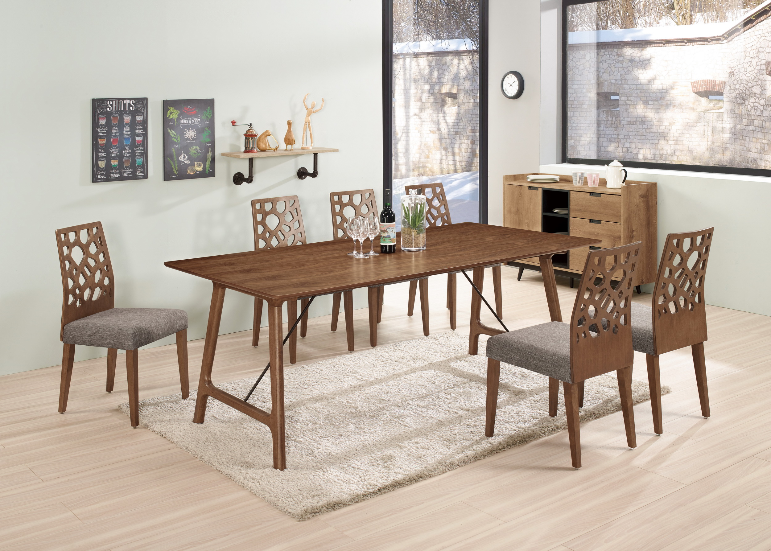 1069-7雷克斯6.6尺胡桃餐桌