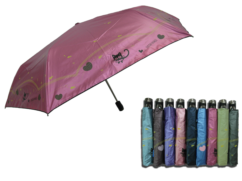 23吋色膠偷吃貓自動開收傘