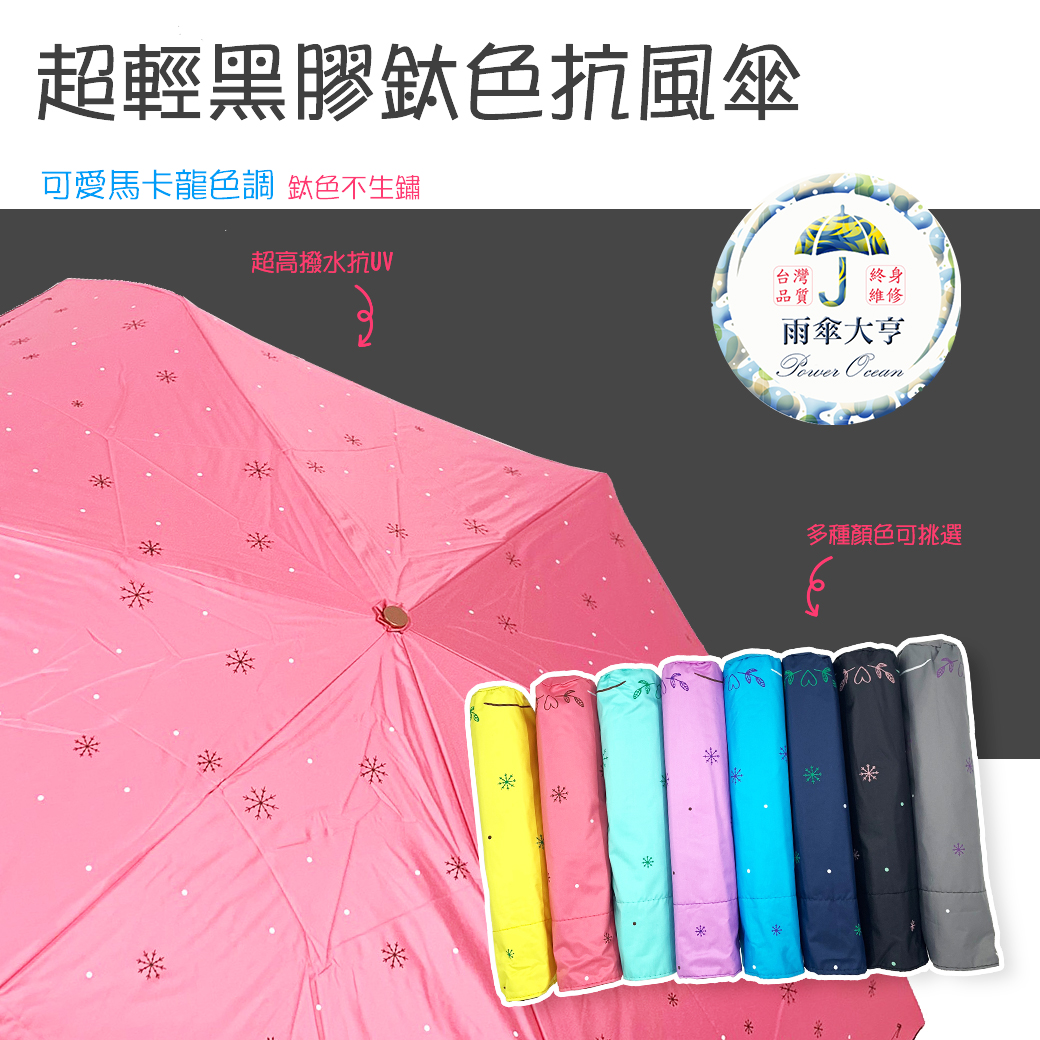 超輕黑膠雪花雙印傘