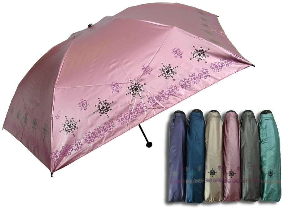 日式優雅風色膠四折傘