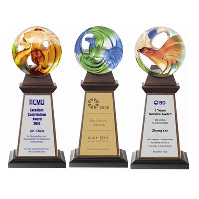 脫蠟琉璃木質獎座04122