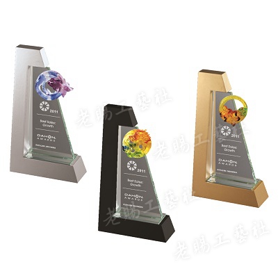 水晶琉璃木質獎座C34002