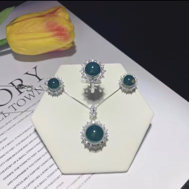 399藍綠珀s925銀-套組
