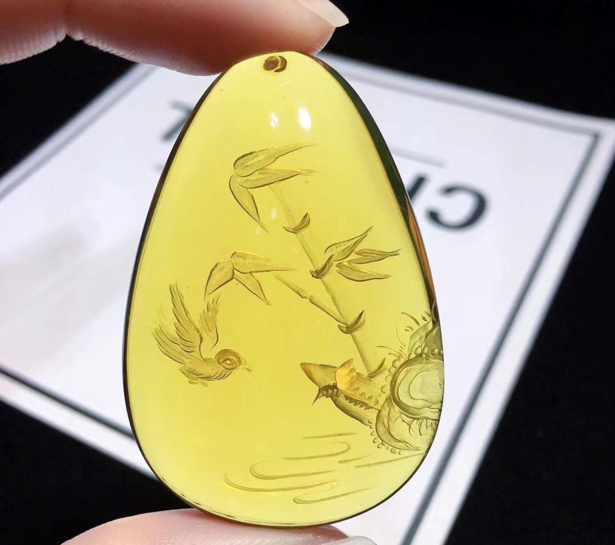 藍珀雕件-竹子節節高升47-32.2-13.6mm-10.66g-2