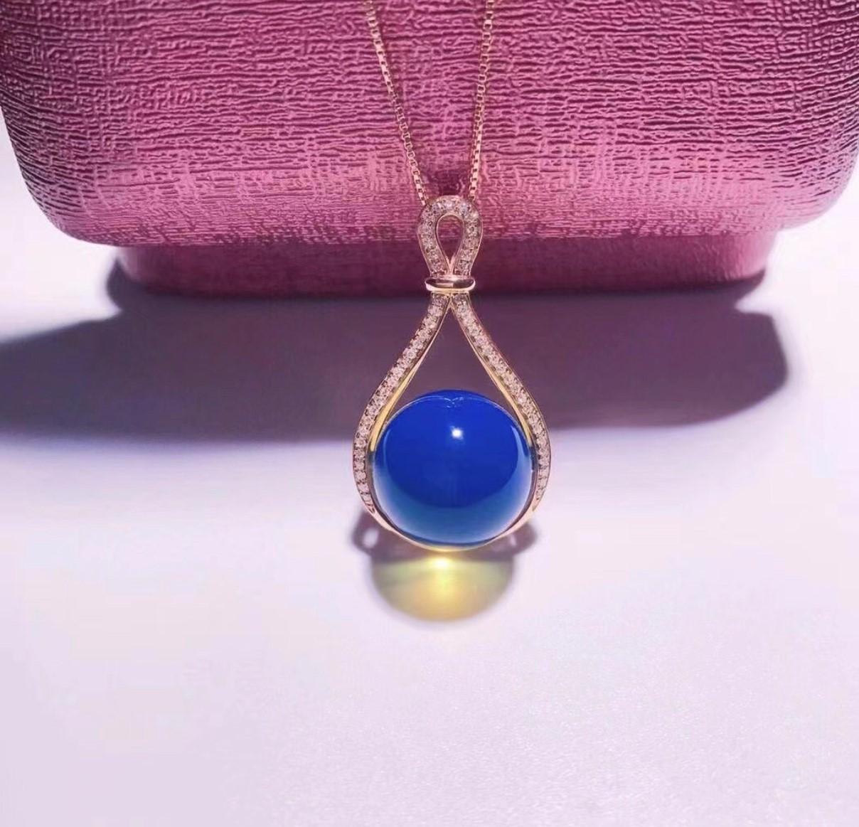 多明尼加藍珀18k金香墬子-13mm#10800