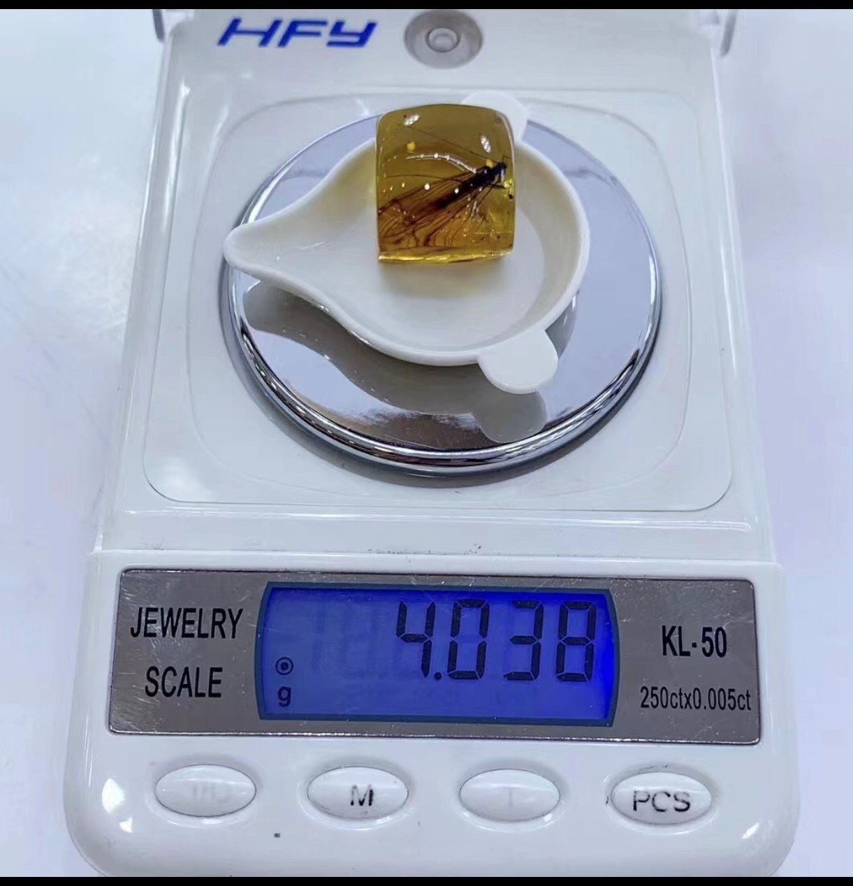 藍蟲珀-戒面長20mm-2