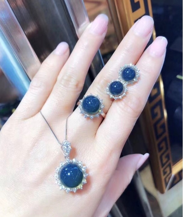 藍綠珀s925-三件組12-9-8#399