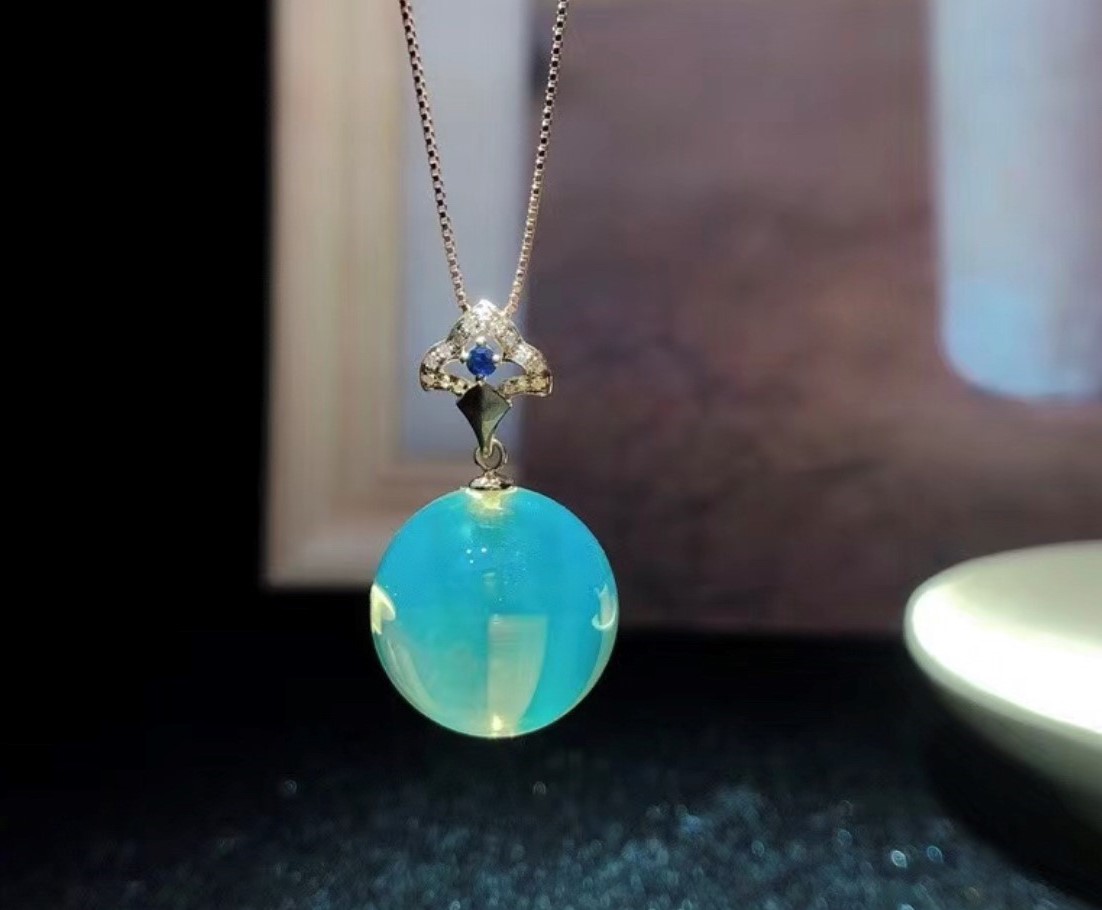 藍綠珀18k-墬子-15-16mm