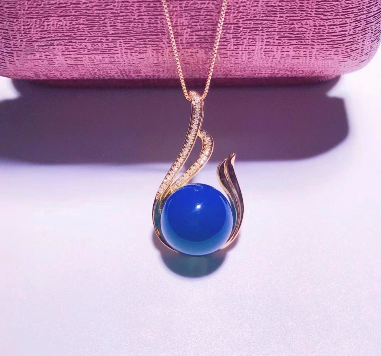 多明尼加藍珀18k金鑲墬子-13mm