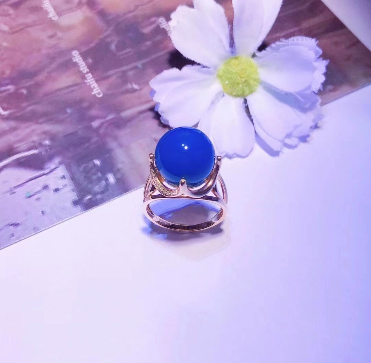 11800多明尼加藍珀18K戒指