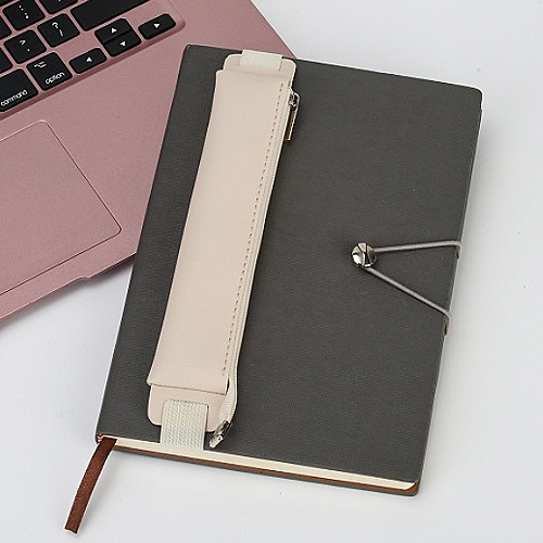 拉鍊式皮革鬆緊筆袋