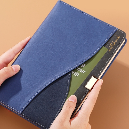 三色口袋金屬扣膠裝筆記本