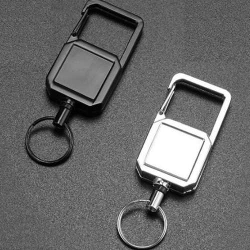 合金防丟失方形易拉扣鑰匙圈