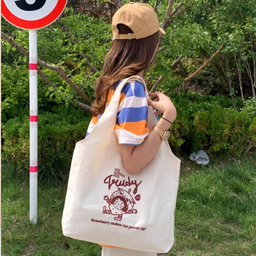 大容量帆布側背購物包