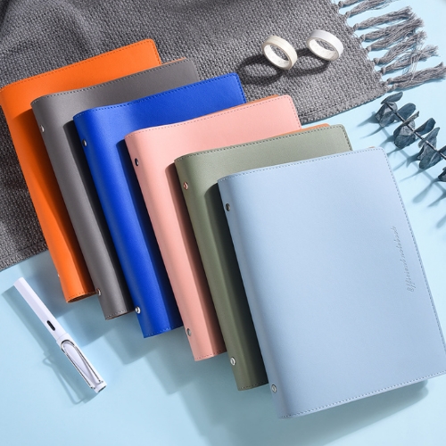 純色軟皮商務活頁筆記本