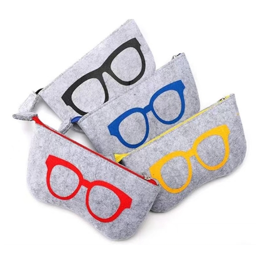毛氈布材質拉鍊眼鏡包