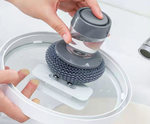 按壓式自動加液清潔鋼絲球