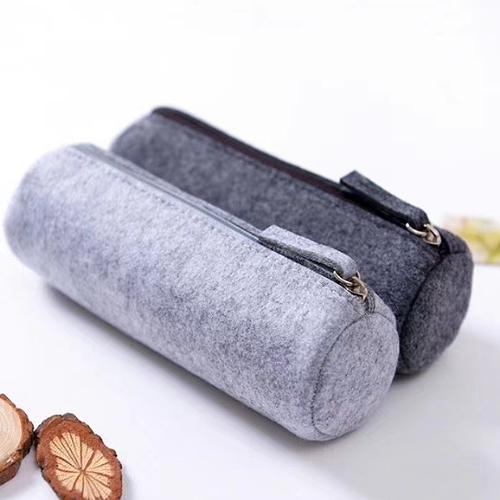 毛氈布圓筒拉鍊筆袋