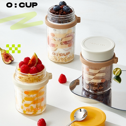 密封玻璃帶勺早餐杯