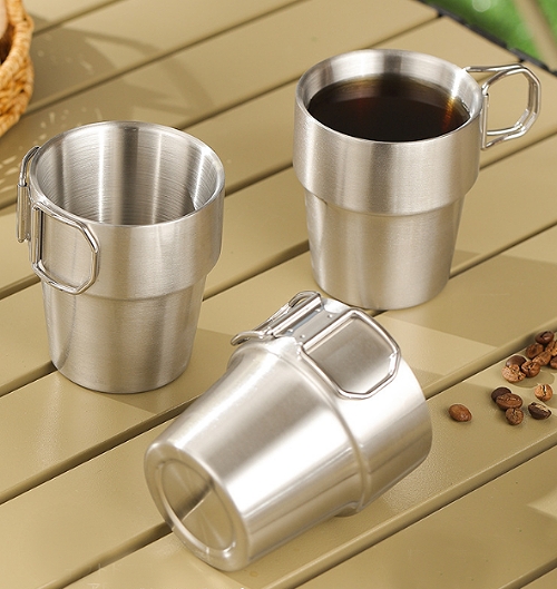 不銹鋼折疊雙層超輕水杯