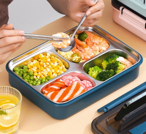 四格不繡鋼手提便當盒