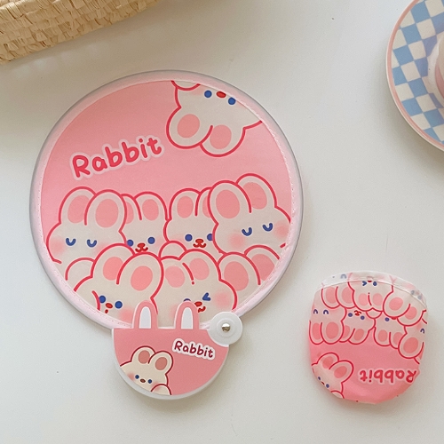 硬式握把折疊小圓扇