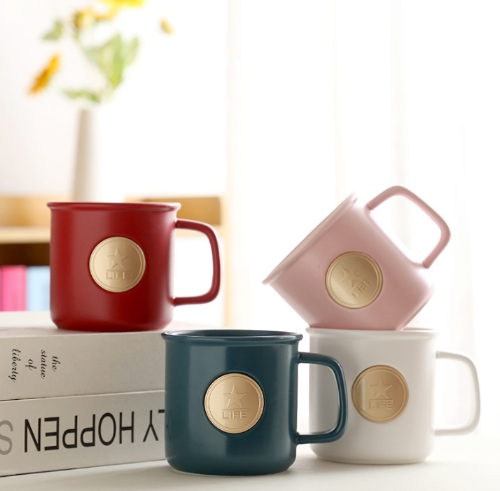 創意金屬銅牌陶瓷馬克杯