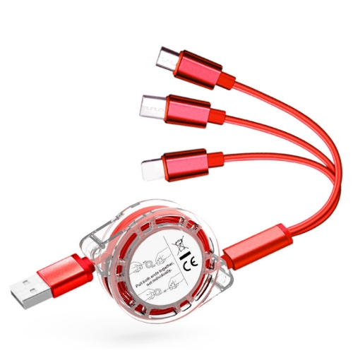 三合一渦捲式手機充電線