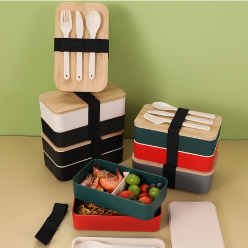 小麥PP竹木分隔便當盒